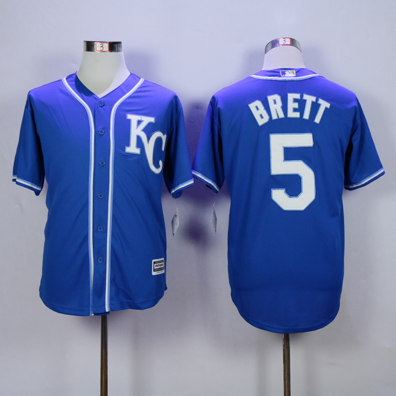 Men Kansas City Royals 5 Brett Blue MLB Jerseys
